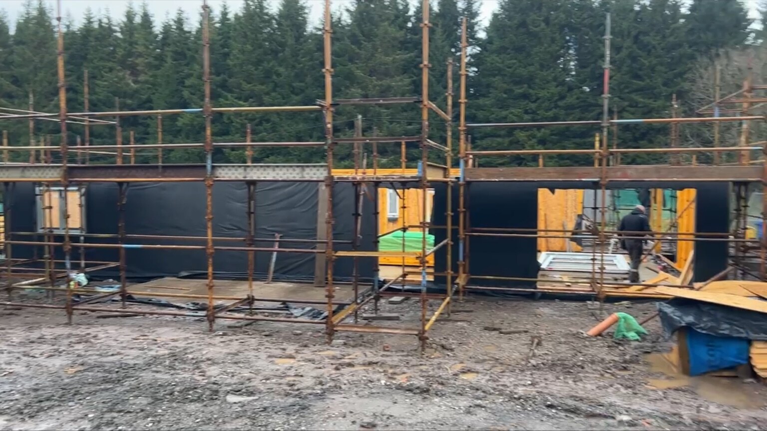 Timber-frame construction taking shape across the development